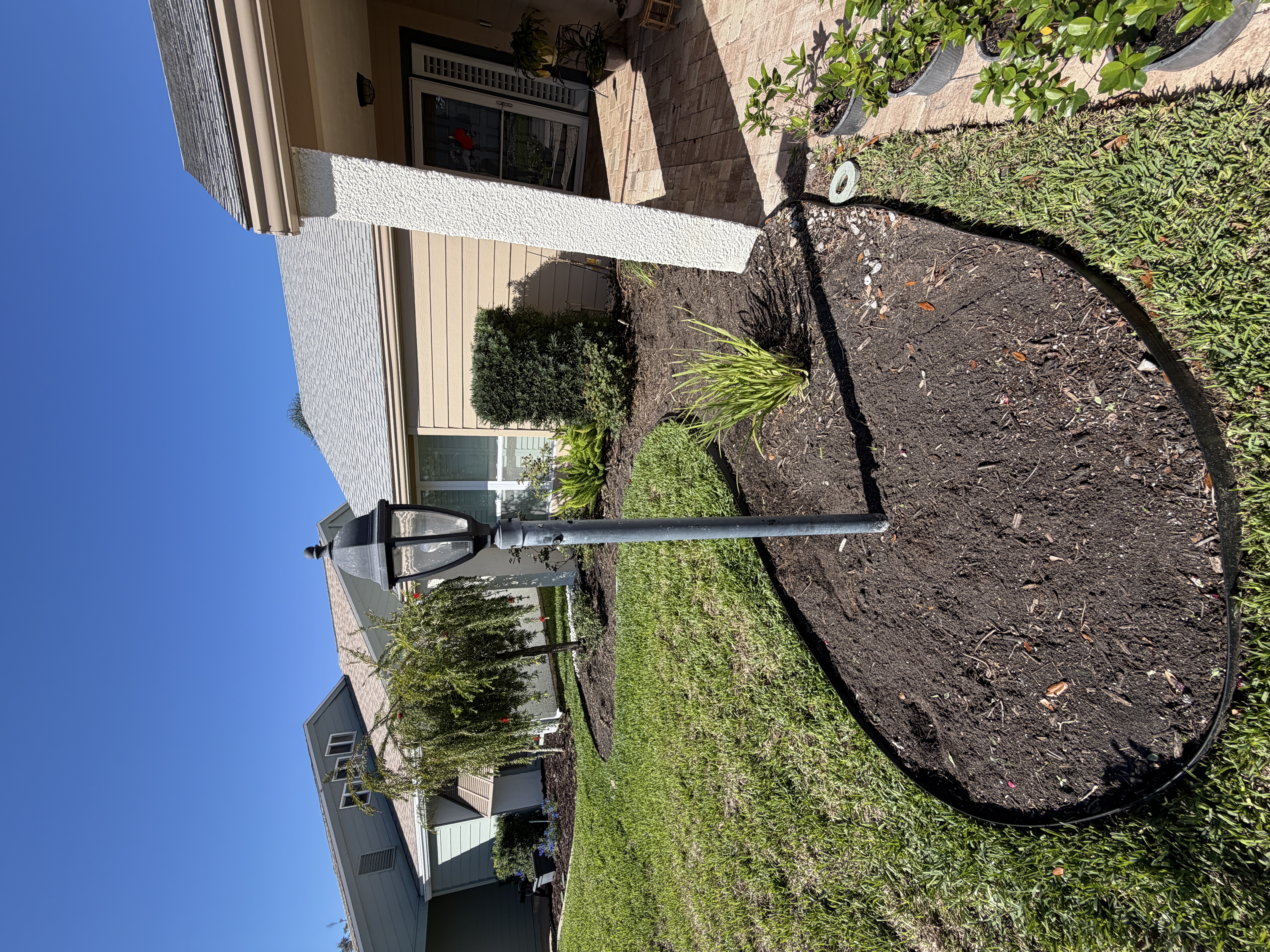 Freshly cleared landscape bed